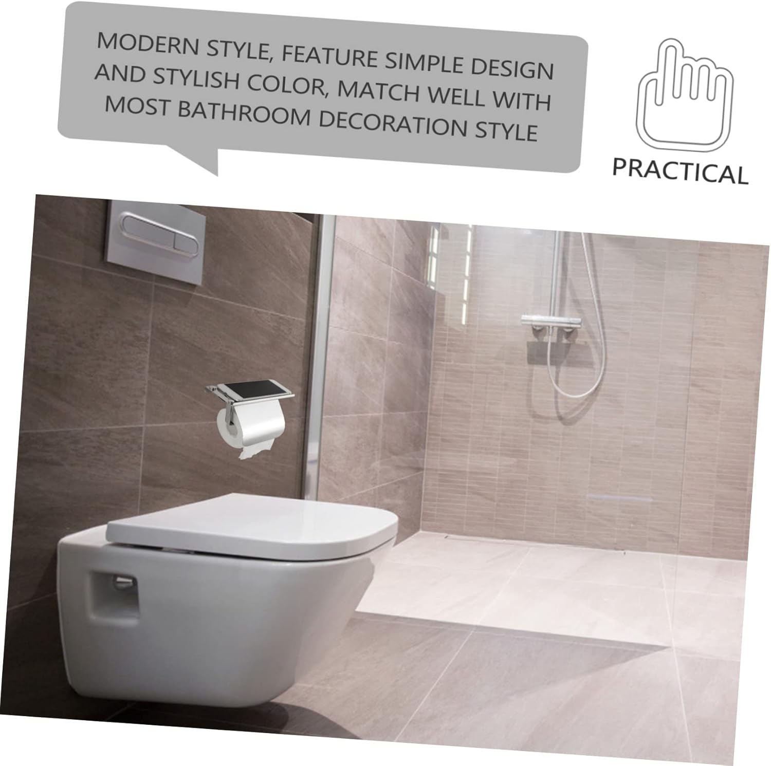 DOITOOL Modern Wall Mount Toilet Paper Holder Stand for Bathroom Recessed Paper Dispenser Shelf Organizer Dry Clean Accessory