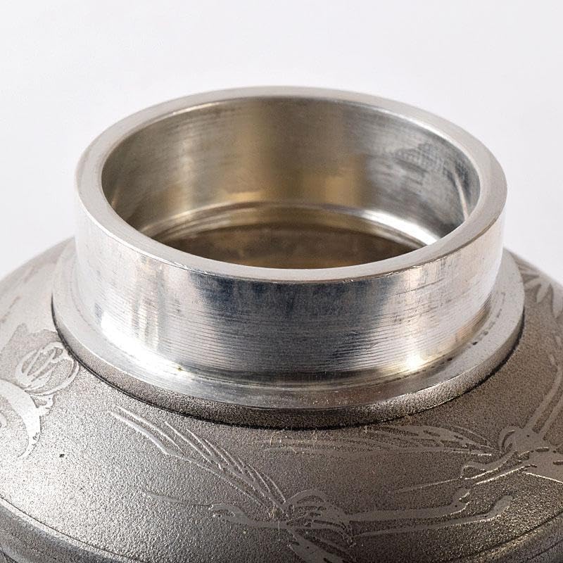 薩摩錫器 さつま岩切 正錫 松鶴文 茶壷 茶心壷 約350g C 7729薩摩錫器