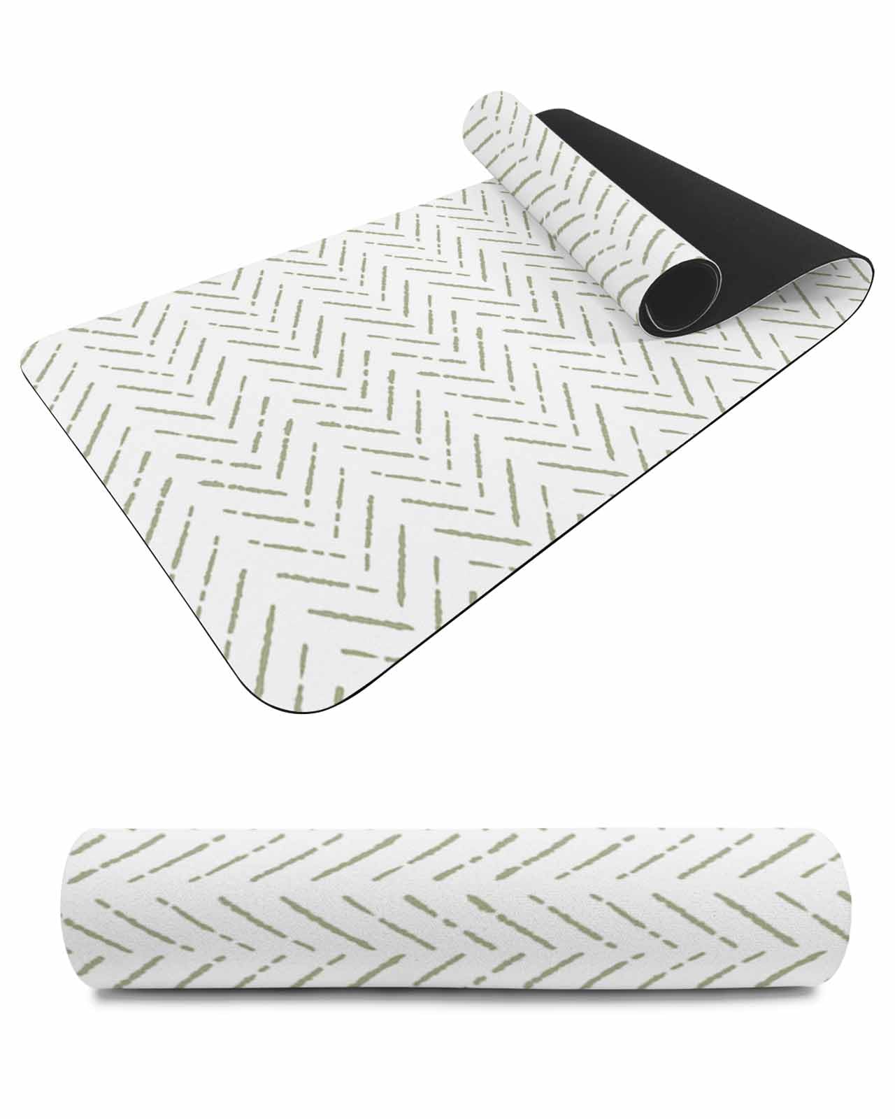 Debedcor Heat Proof Table Pads Waterproof Decorative, Boho Sage Green Striped Non-Slip Table Countertop Protector, Modern Retro Geometric Insulation Mat for Kitchen Room, 40 x 12 Inches