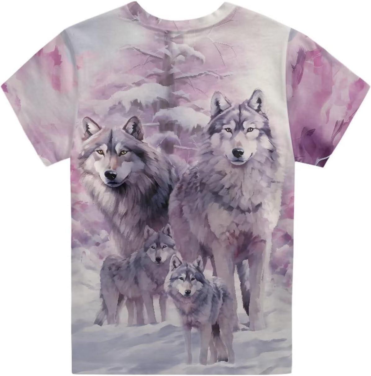 Boys Wolf Tee Short Sleeve Shirts 7Y-8Y Pink Summer Clothes T-Shirt for Kids Girl Crewneck Pullover Tops Athletic T Shirt School Playwear, 3D Animals Print