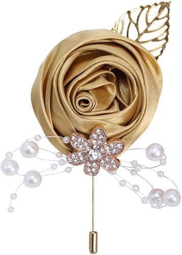 Miniatura 10 de Juego de 2, ramillete de muñeca y boutonniere para novia, novio, pulsera de perlas para boda, mujer, flor de mano, hombres, boutonniere para