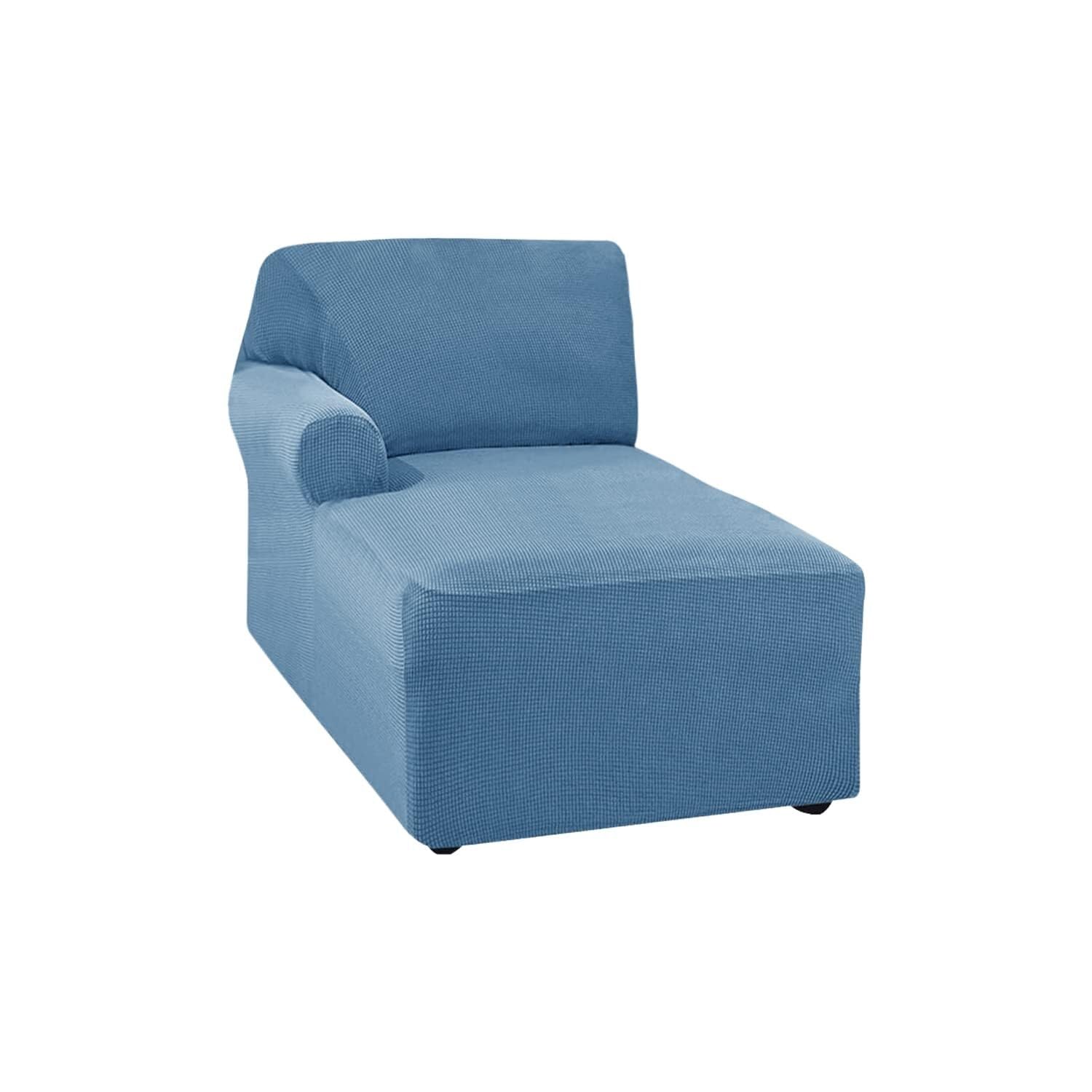 Konsilsa Stretch L-Shaped Sofa Chaise Lounge Cover, Machine Washable Slipcover for Living Room Chaise Couch Protector (Color : Ablue, Size : Chaise lounger(left))