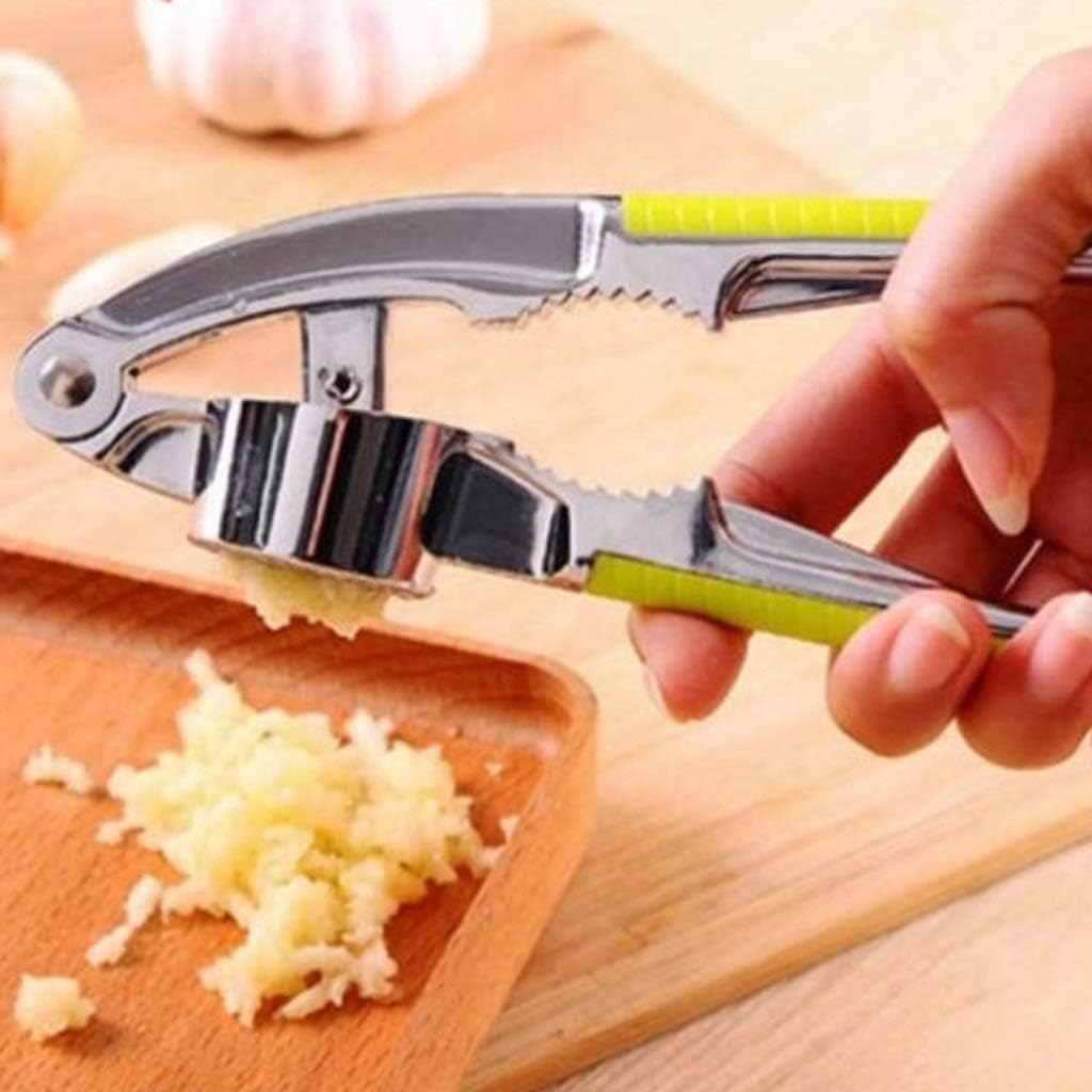 Stainless Steel Garlic Press Crusher Mincer Kitchen Aid Handheld Cloves Ginger Squeezer with Anti-slip Handle