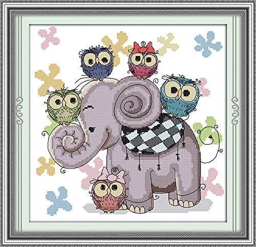 Joy Sunday Cross Stitch Kits Easy Patterns Embroidery for Girls Crafts DMC Cross-Stitch Supplies Needlework-11CT Stamped Kits,Seven Color Fox