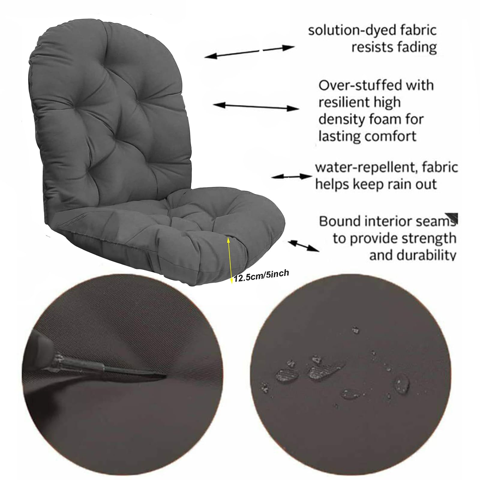 Silla mecedora giratoria respaldo alto copetudo impermeable ratán 120 x 60 cm marrón