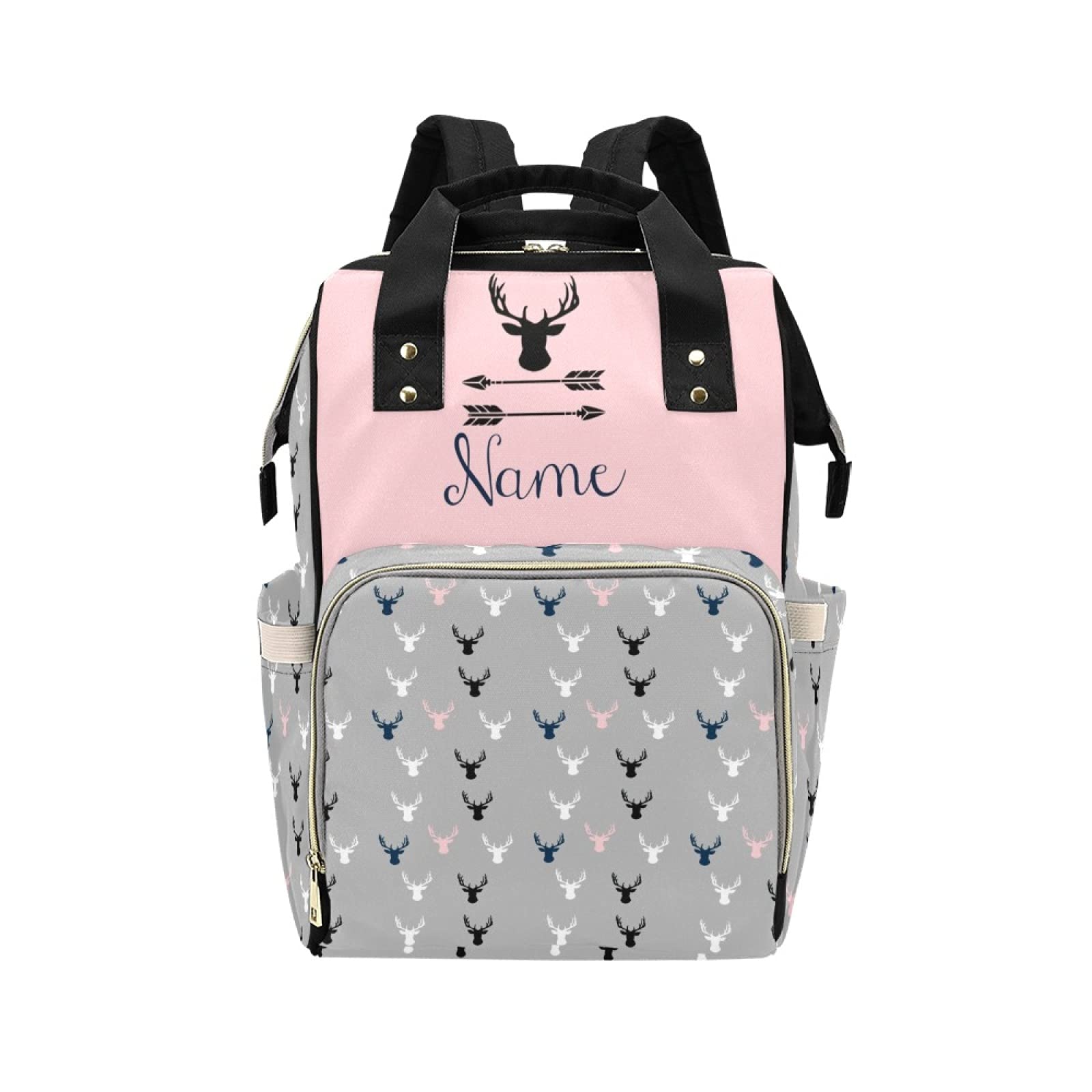 bliblisa Personalized Woodland Moose Arrow Mommy Nursing Bags Baby Girl Boy Name Diaper Bags