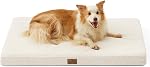 COZY KISS Dog Crate Bed for Large Size Dogs, Rectangular Orthopedic Dog Beds, Foam Anti-Slip Bottom Pet Mat with Washable Removable Cover, Suitable for Pet Up to 75 lbs, 36x27x3 inch, Beige