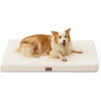COZY KISS Orthopaedic Dog Bed for Large Dogs Removable Washable Cover with Waterproof Lining and Non-Slip Underside Beige 112 x 81 x 7.6 cm