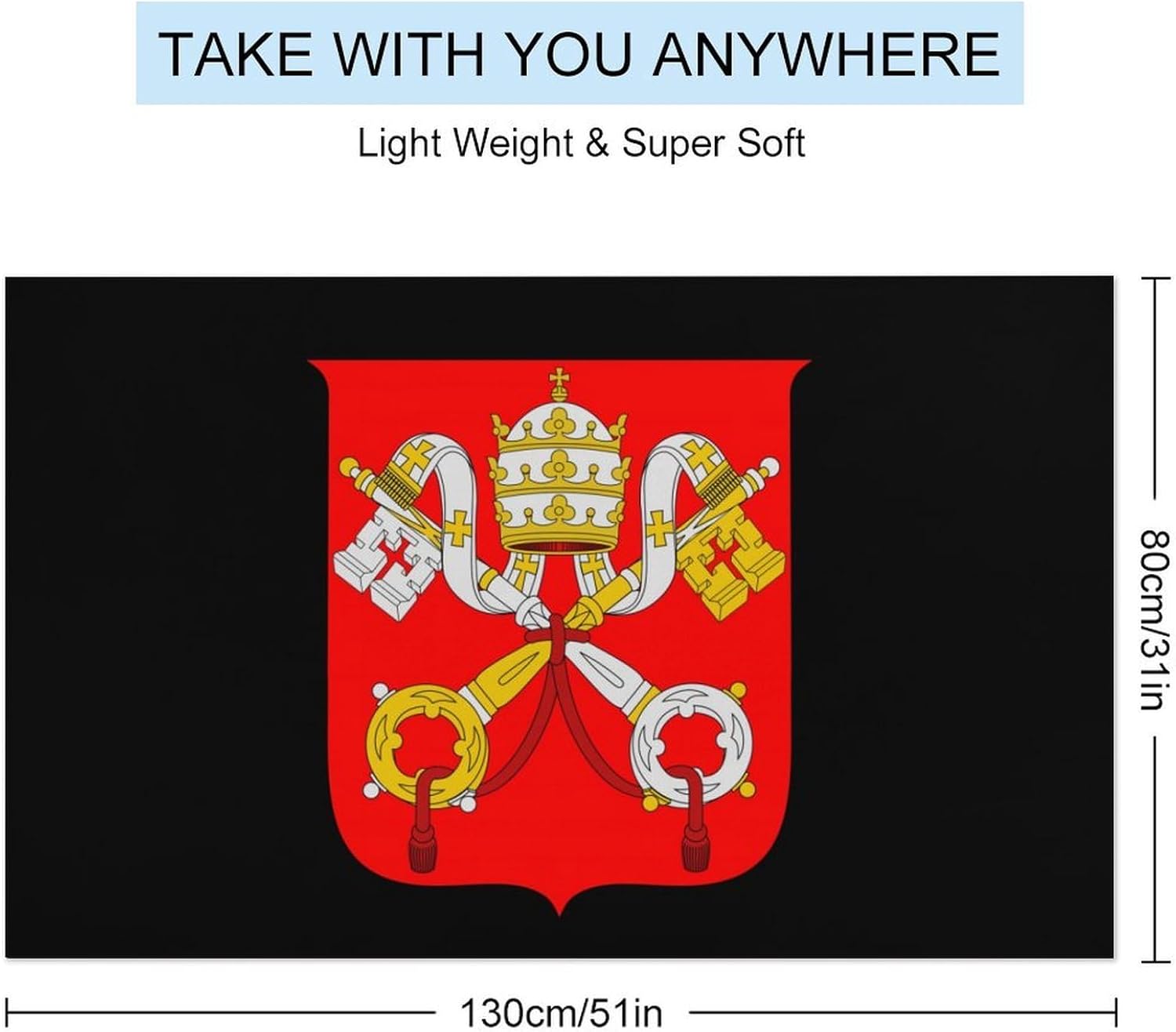 Coat of Arms of Vatican City Oversized Beach Towel Soft Absorbent Pool Bath Swim Towels for Adults Travel Vacation Gifts 130x80cm