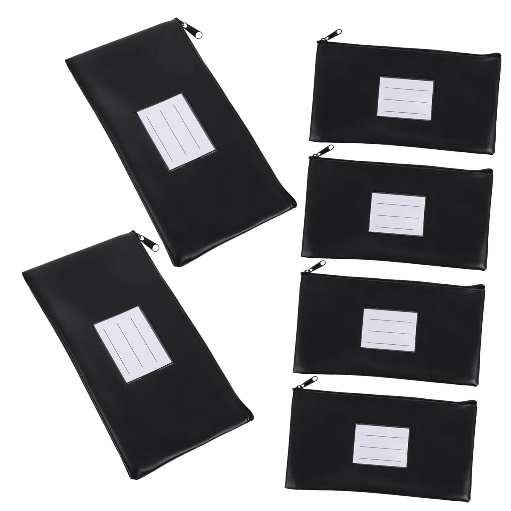 Happyyami Geldtaschen Banktasche A5 mit Reißverschluss Pu Material 6 Stück für Bank und Reise Sichere Aufbewahrung für Bargeld und Belege