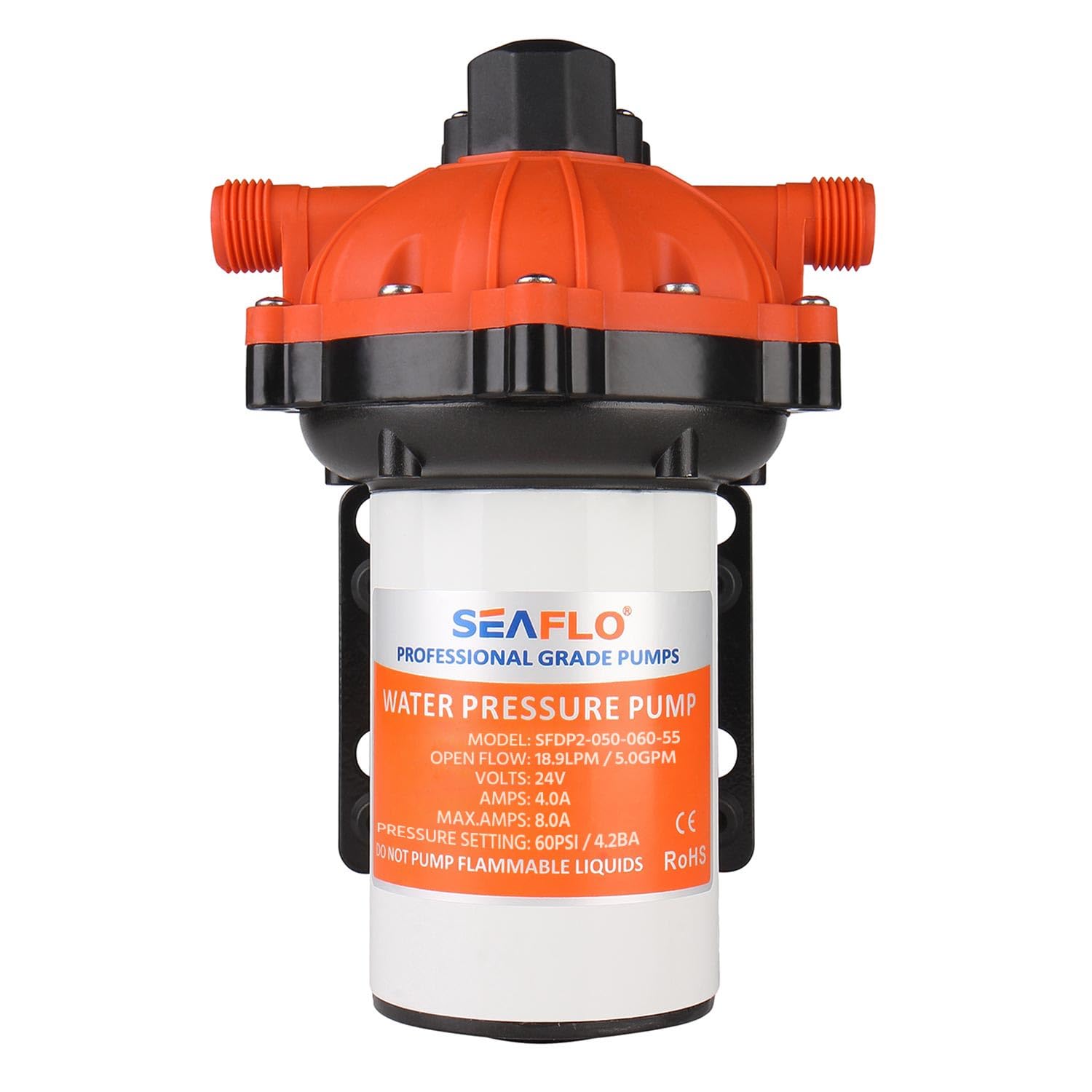 Lighteu®, Seaflo DC 24V 18,9 l/min 4,2 bar 55S Pompa ad acqua a membrana autoadescante ad alte prestazioni con bypass a richiesta per camper SFDP2-050-060-55