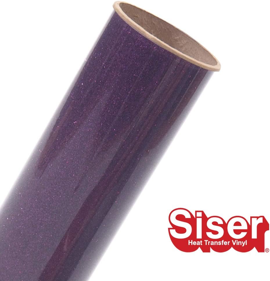 Siser Glitter HTV 11.8"x5ft Roll - Iron on Heat Transfer Vinyl (Eggplant)