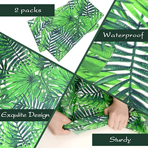 Touman 2 Pieces 54 X 108 Inch Hawaii Palm Leaves Tablecloth Plastic Tropical Tablecloth Disposable Rectangular Table Covers For Birthday, Luau Party, Kitchen Dining Room, Baby Shower Decorations #TOP2