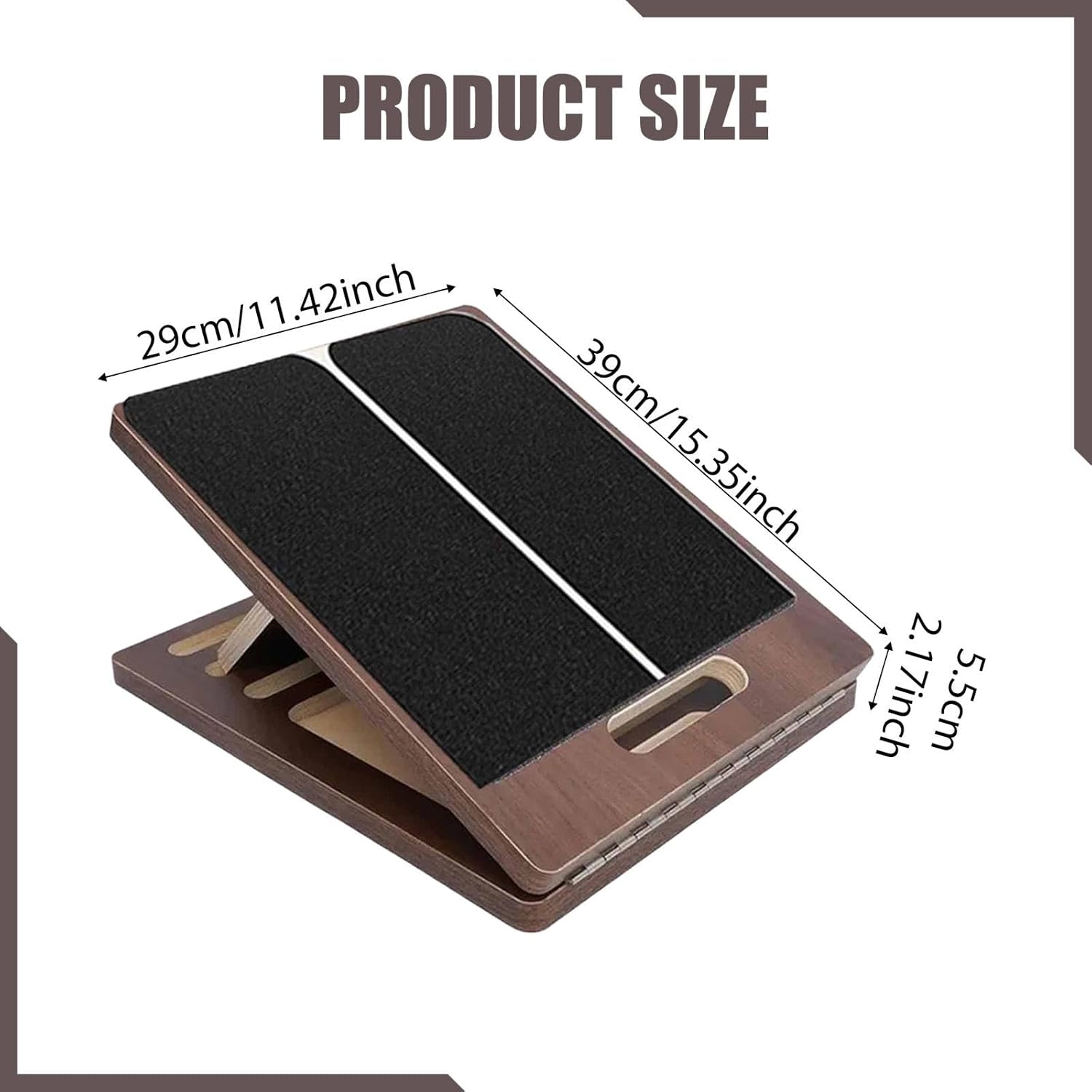 Wooden Slant Board Calf Stretcher, Adjustable Incline Squat Wedge for Leg & Calf Stretching, 15.35x11.42x2.17 inch