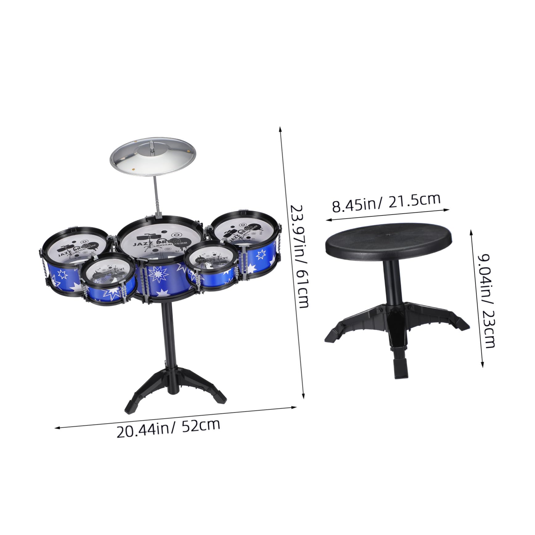 Batteria Jazz Per Bambini Piccoli Set Da Gioco Per Principianti Sgabello 21 Pollici Strumento Musicale a Percussione Educativo Per Sviluppare Senso Del Ritmo e Creatività