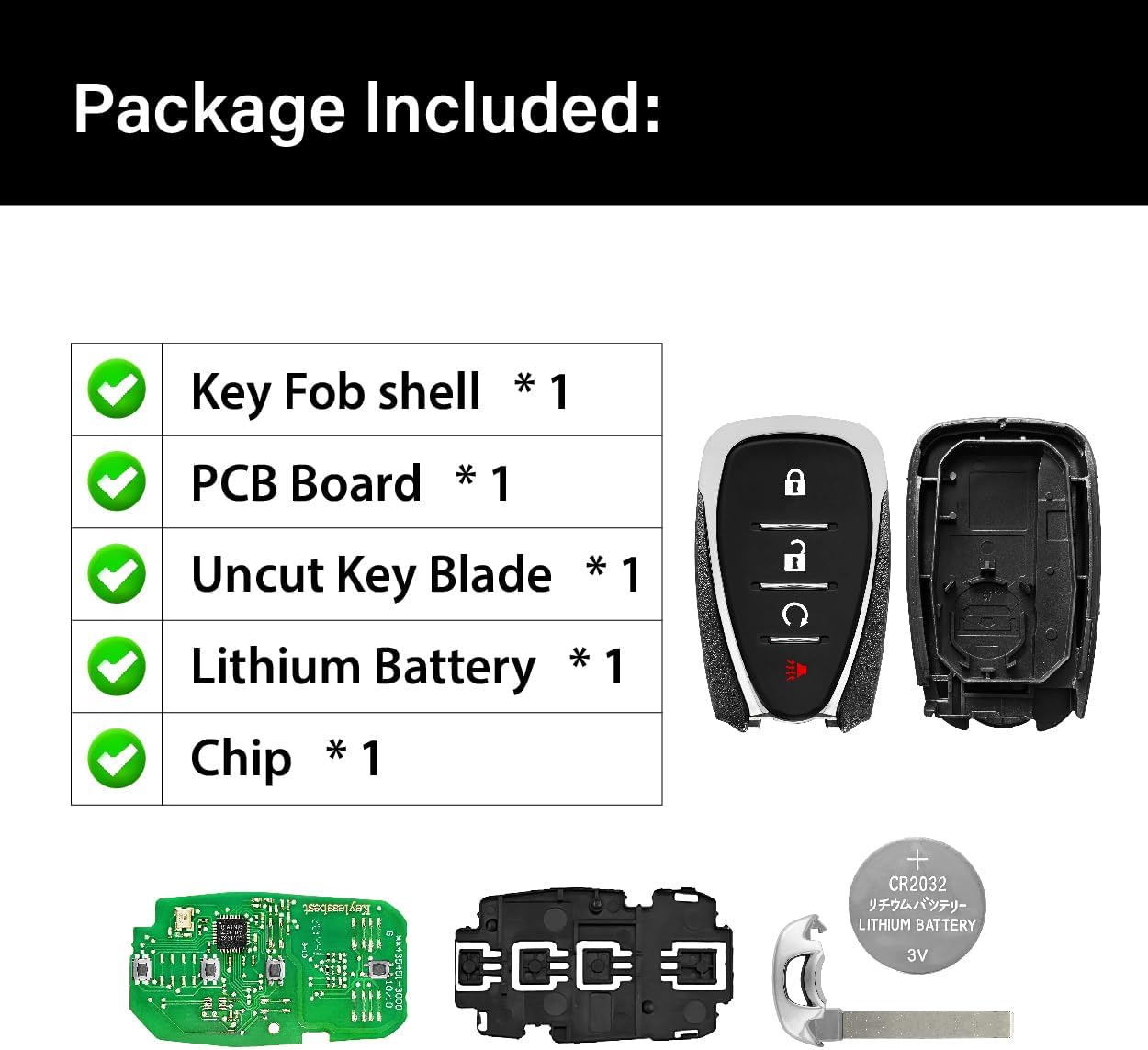 Replacement for 2021-2024 Chevrolet Trailblazer Blazer Traverse Trax Key Fob Remote Control HYQ4ES 4 Buttons 434MHz