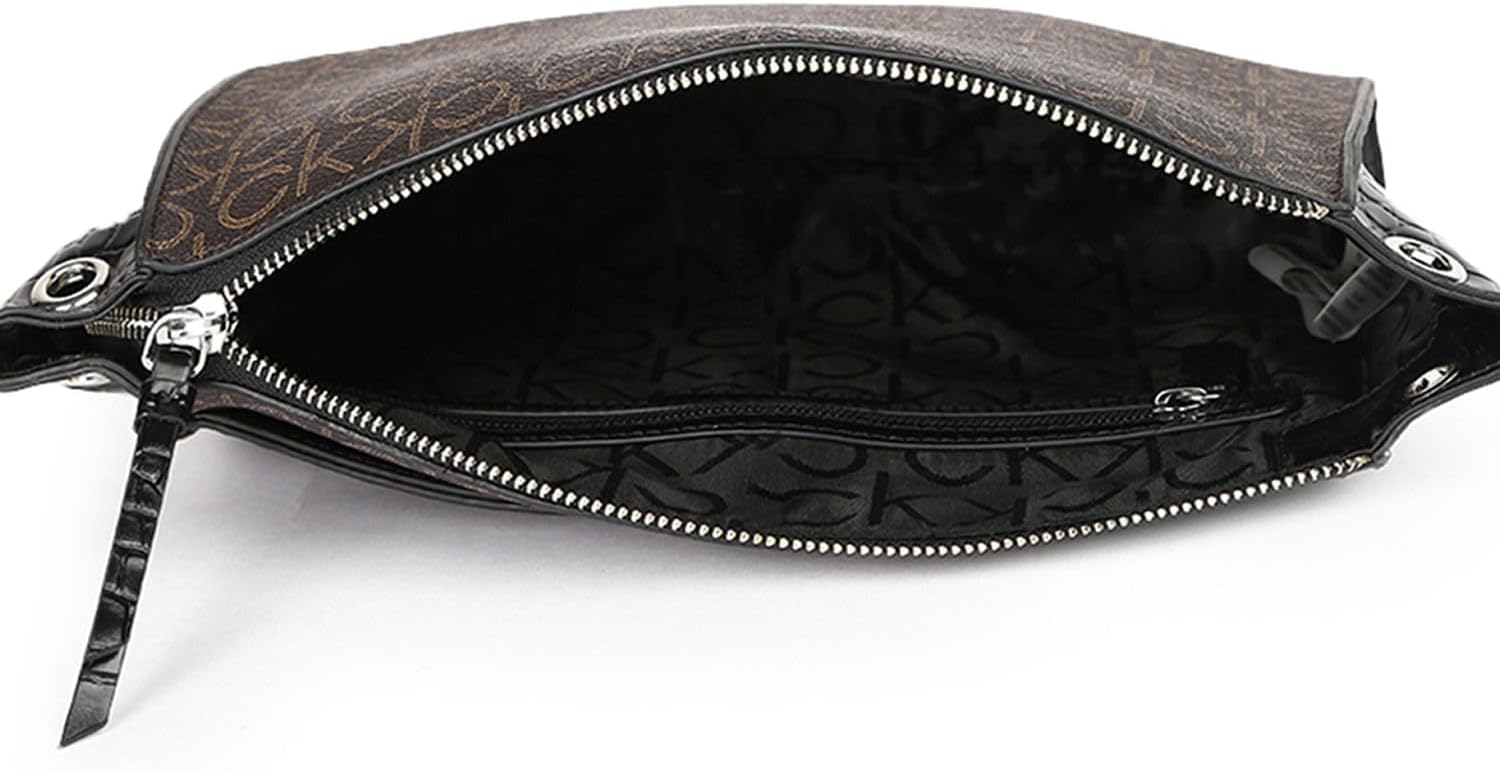 Calvin Klein Reyna Crossbody, Brown/Khaki/Black Logo - Image 4