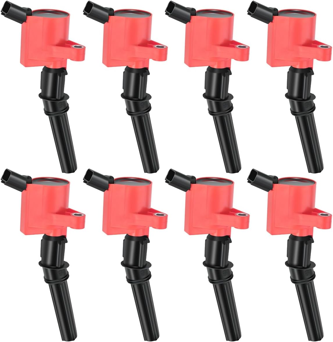 Set of 8 Red Ignition Coils Pack Curved Boot Compatible with Ford Lincoln Mercury E150 E250 F150 F250 F350 4.6L 5.4L V8 Replacement for DG508 DG457 FD503