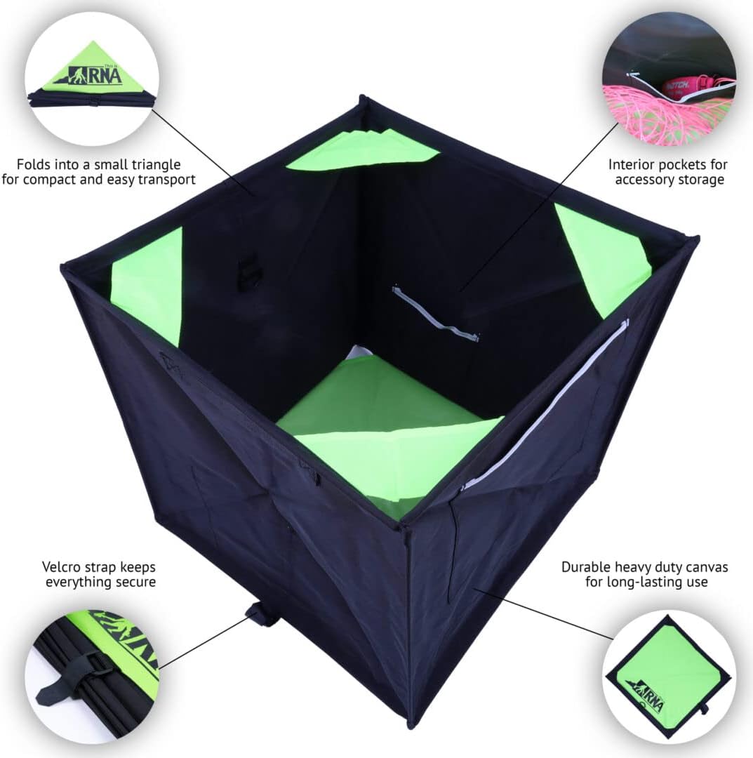RNA Professional Throwline Cube - 17-Inch Collapsible Arborist Storage Bag, Heavy-Duty Canvas Construction, Quick-Fold Triangle Design, Multi-Pocket Storage System for Tree Work Equipment