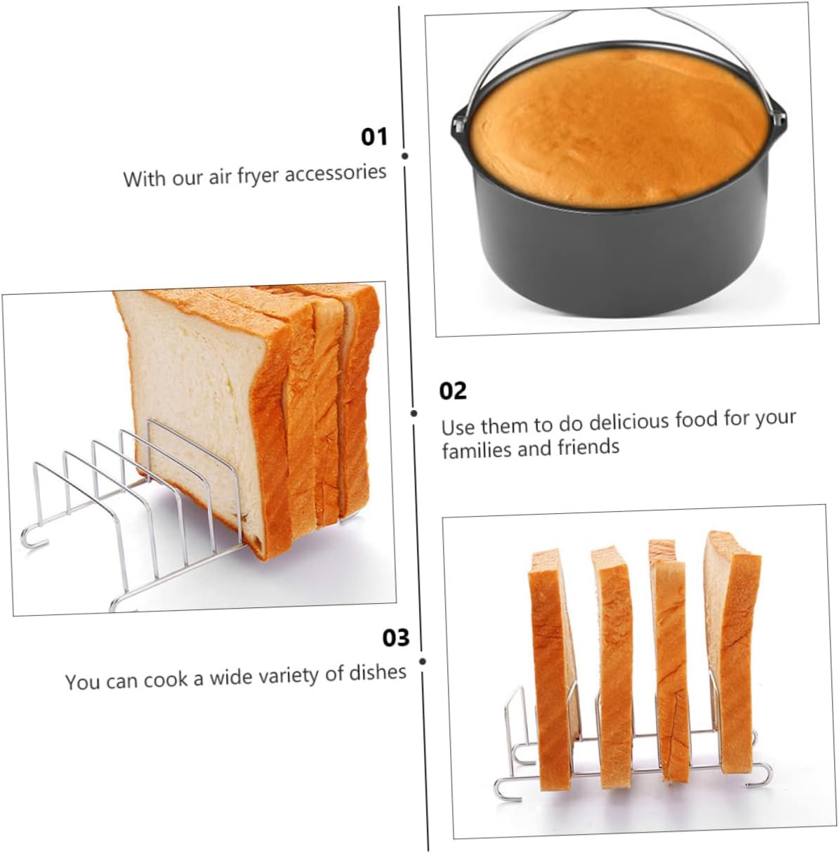 PRETYZOOM 6pcs Air Fryer Accessories Set Pizza Tray and Baking Pan 8 Inch Nonstick Kitchen Tools for Frying and Baking for Home Cook and Enthusiasts