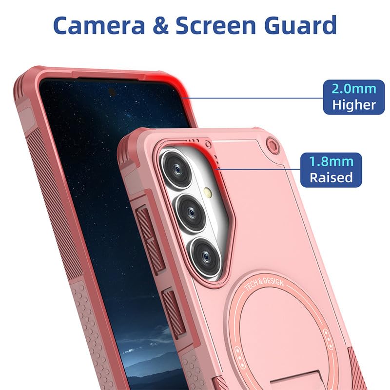 Image of US LITE Back Cover for Samsung Galaxy S26 Plus with Portable Kickstand | MagSafe Compatible Magnetic Case | Shockproof Military Grade Protection | Extreme Protection Phone Cover - Pink