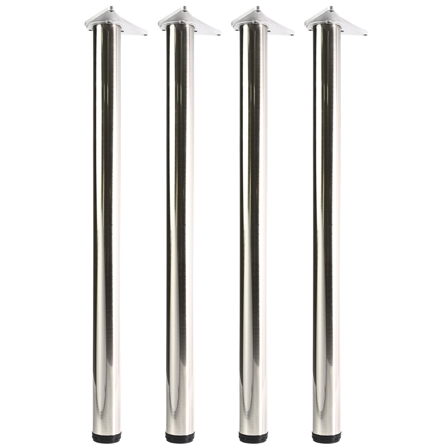 Set of 4 Adjustable Table Legs for Breakfast Bar or Worktop, Height Options 710/820/870/1100mm Steel Support for Kitchen Table Desk Furniture DIY (Brushed Steel, 110cm)