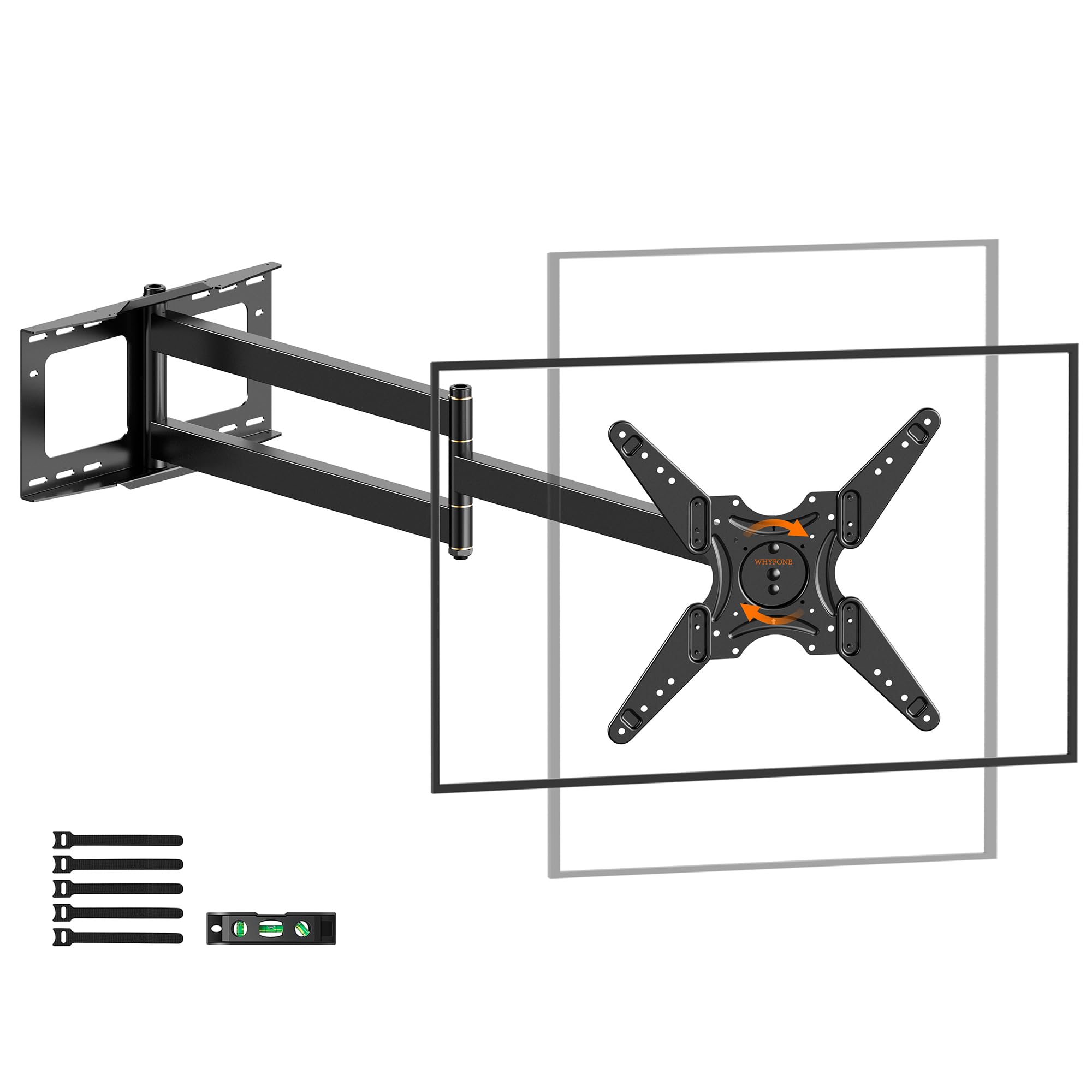 Long Reach TV Wall Bracket with 1219mm Articulating Arms, 90 Degree Rotation Swivels Tilts Extends Full Motion TV Wall Mount Bracket Fits 26-65 Inch TVs & Monitors, Load 50kg, VESA 400x400mm