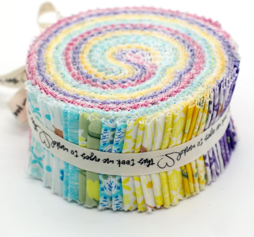 CraftsFabrics 2.5'' x 44'' 20pcs Pre-Cut Quality Colorful Floral Series Jelly Rolls Strips 100% Cotton Fabric - Image 4