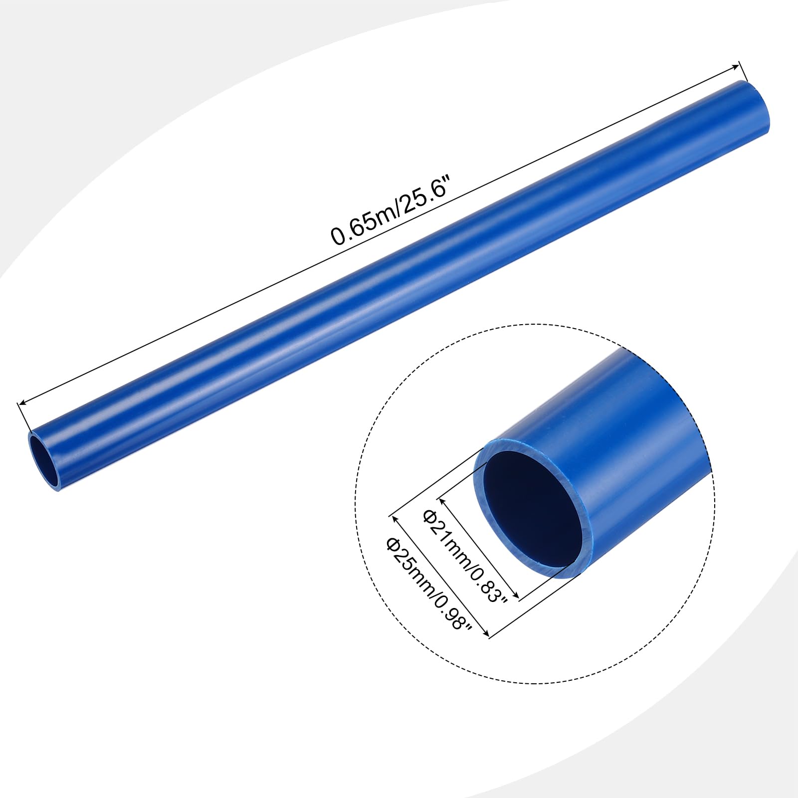 QUARKZMAN 1 Pollice Tubo Rigido, Ttubo Trasparente PVC 21mm ID 25mm OD 650mm Blu ad Alto Impatto per Tubo Acqua Artigianato Guaina Cavi
