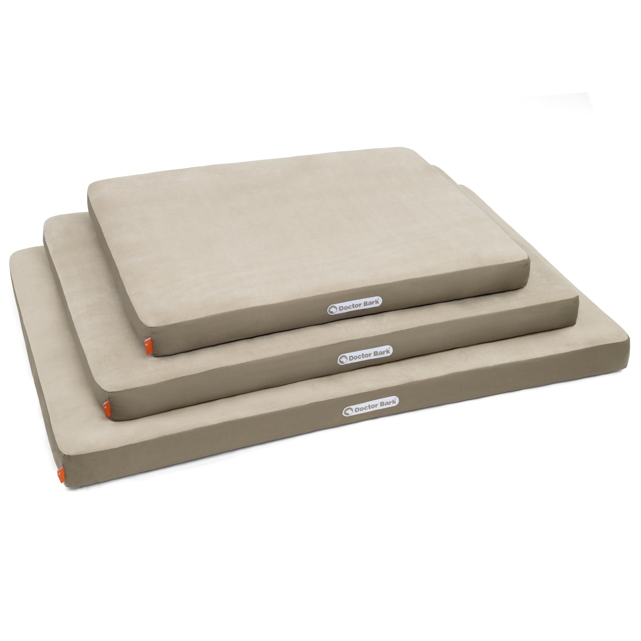 Doctor Bark | Colchón ortopédico para perros con superficie de descanso de forro polar, cojín de descanso lavable para perros grandes (L - 100 x 70 cm, beige - marrón dorado)