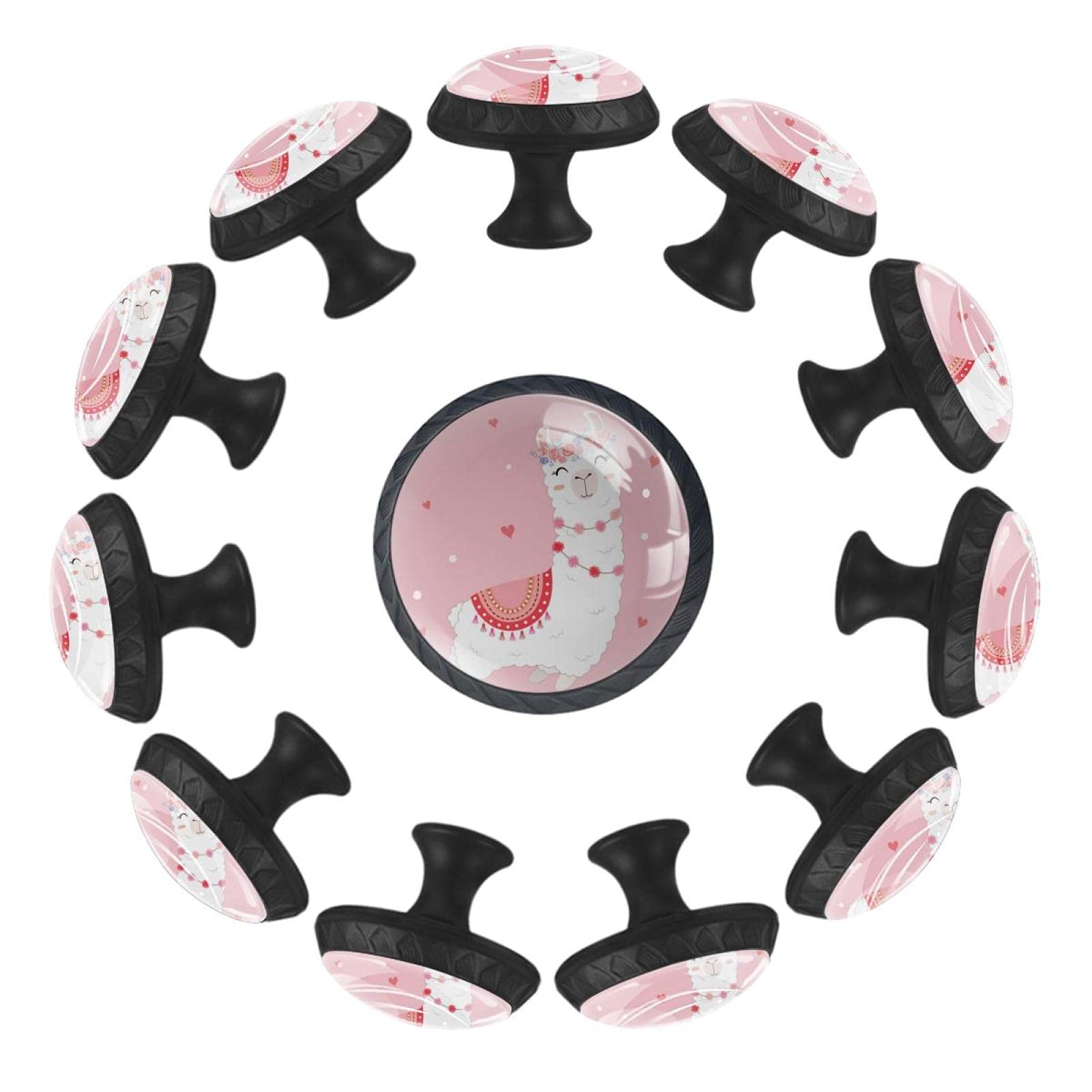Lot de 12 boutons de tiroir lamas roses 35mm pour meuble enfant