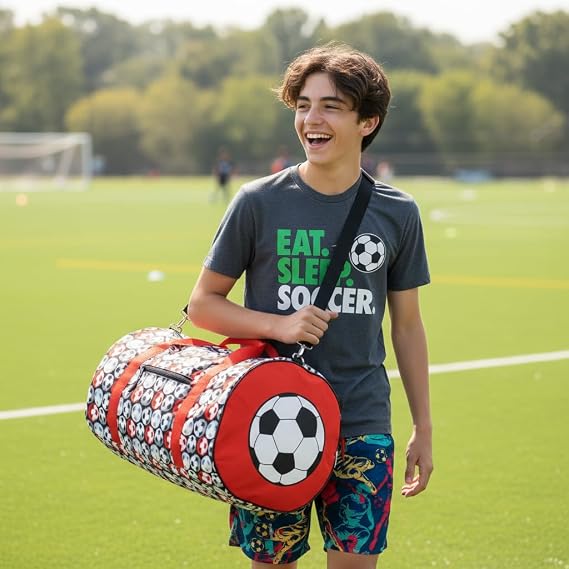 ChalkTalkSPORTS Soccer Explorer Duffle Bag | Soccer Chase Sports Bag