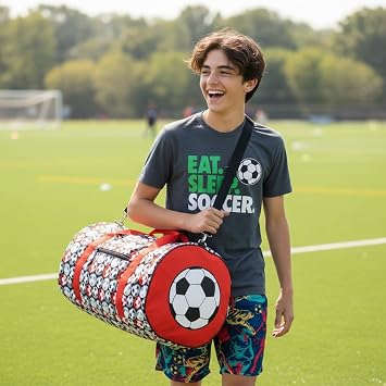 ChalkTalkSPORTS Soccer Explorer Duffle Bag | Soccer Chase Sports Bag