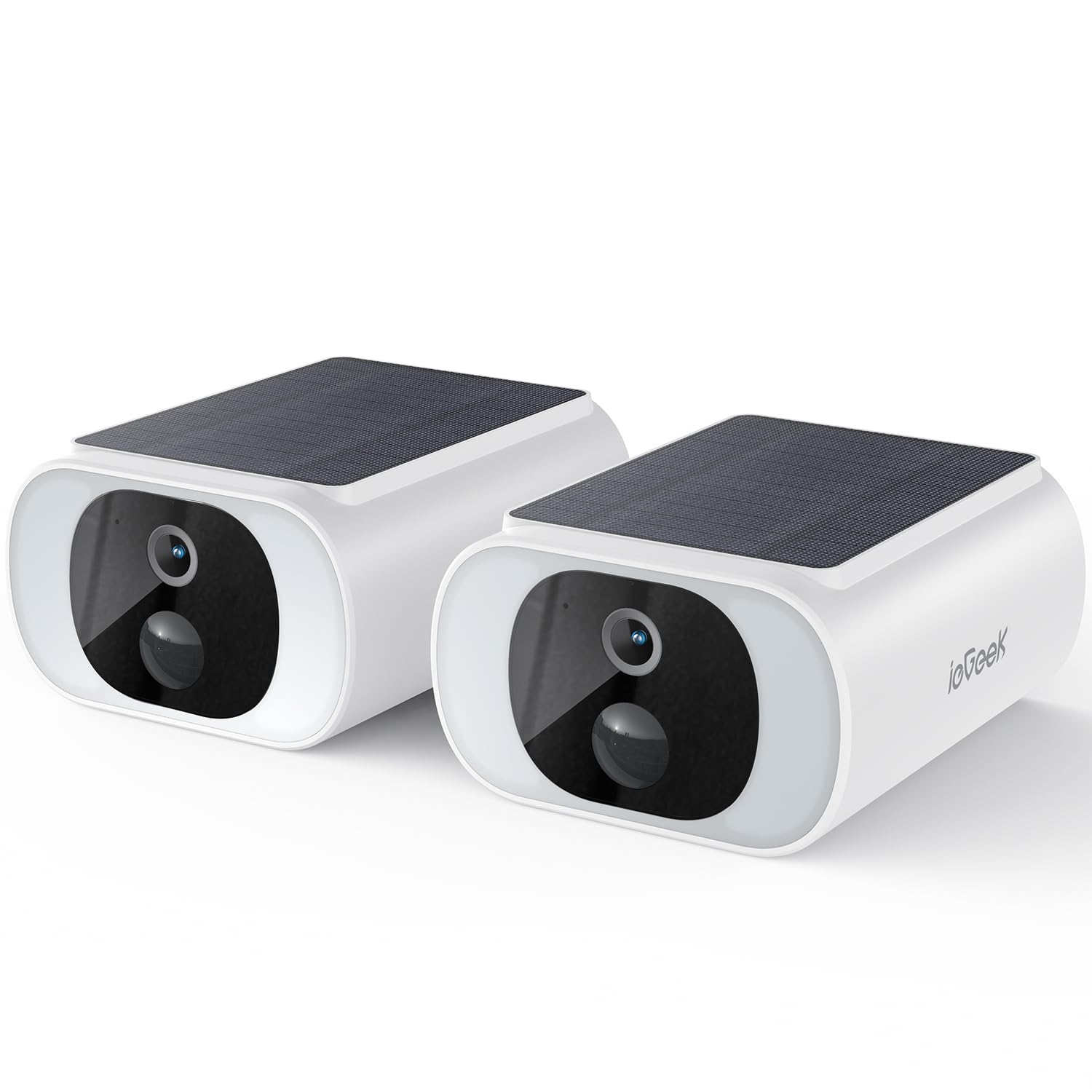 ieGeek 2K Solar Security Cameras Wireless Outdoor,Always Powered,Waterproof Camera Surveillance Exterieur for Home Security with Smart Motion Sensor,Color Night Vision,Spotlight,No Monthly Fee,2 Pack
