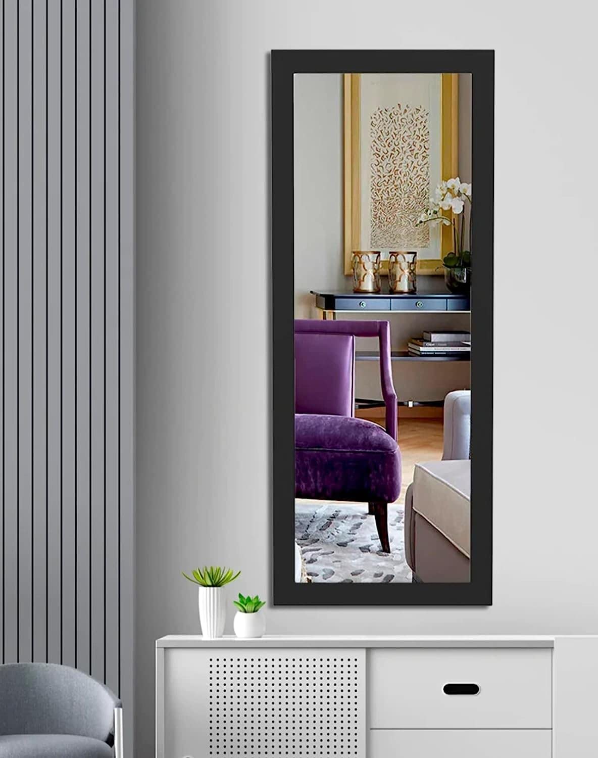 Buy MORVINANDAN FURNITURE Wooden Framed Rectangular Wall Mount Mirror
