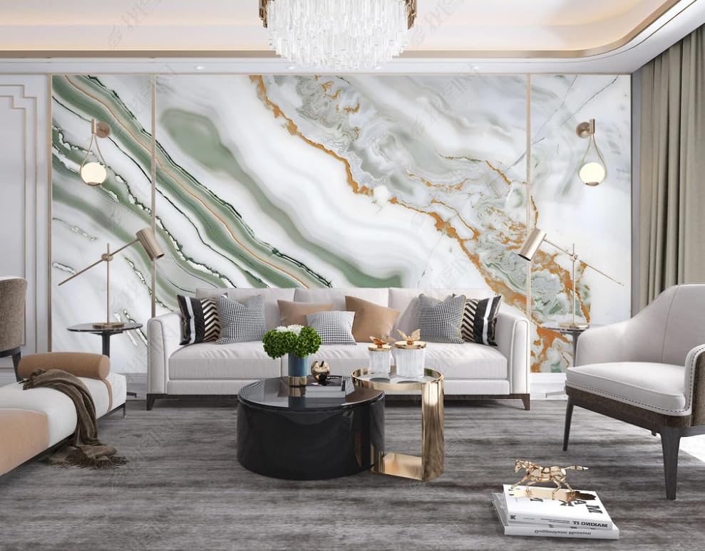 Papier peint marbre intissé luxueux grand format mural salon