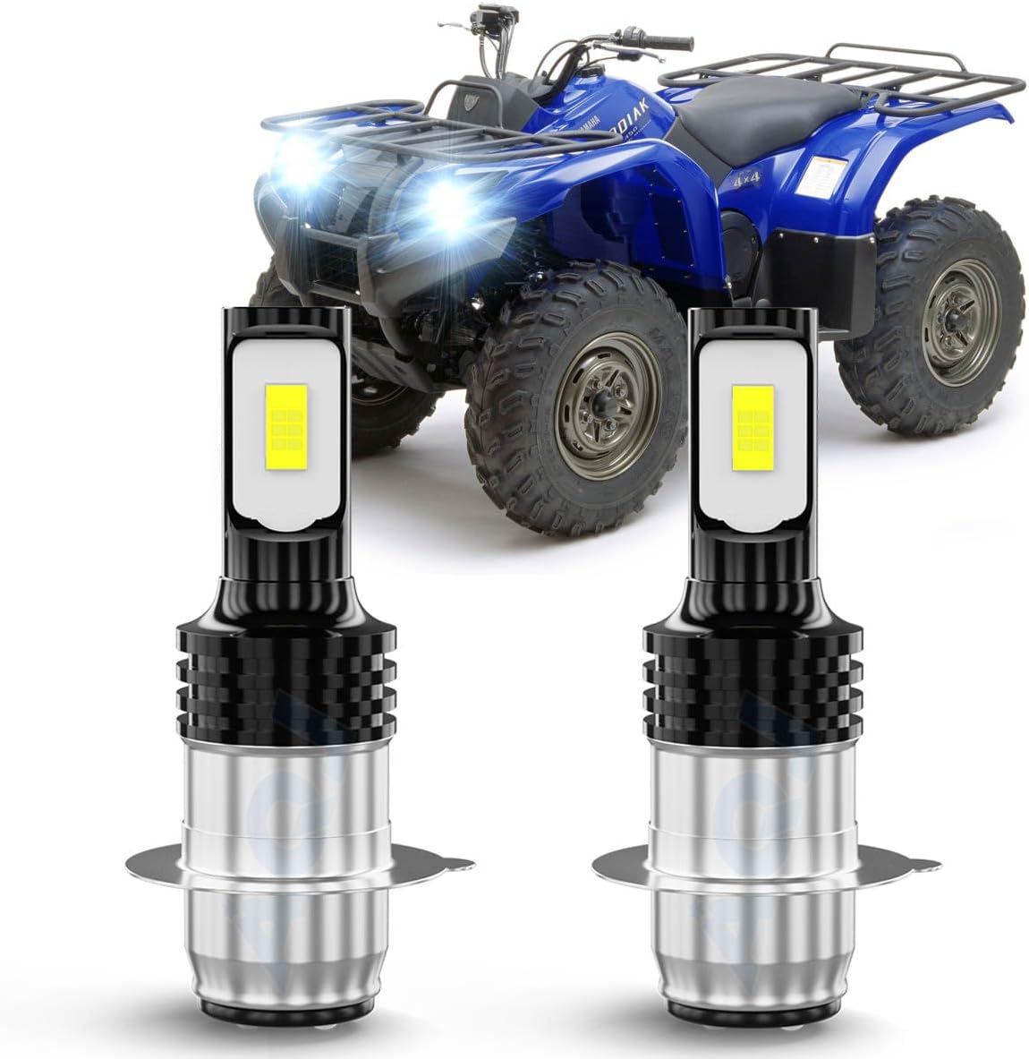 H6 H6M Fog Bulbs Fit For Yamaha Kodiak 400 450 Rhino 660 700 Motorcycle ATV Bulbs,H6M P15D H6M Motorcycle ATV Bulbs Hi/Lo Bulbs,400% Brightness 6000K White,1:1 Upgrade mini size,Pack of 2