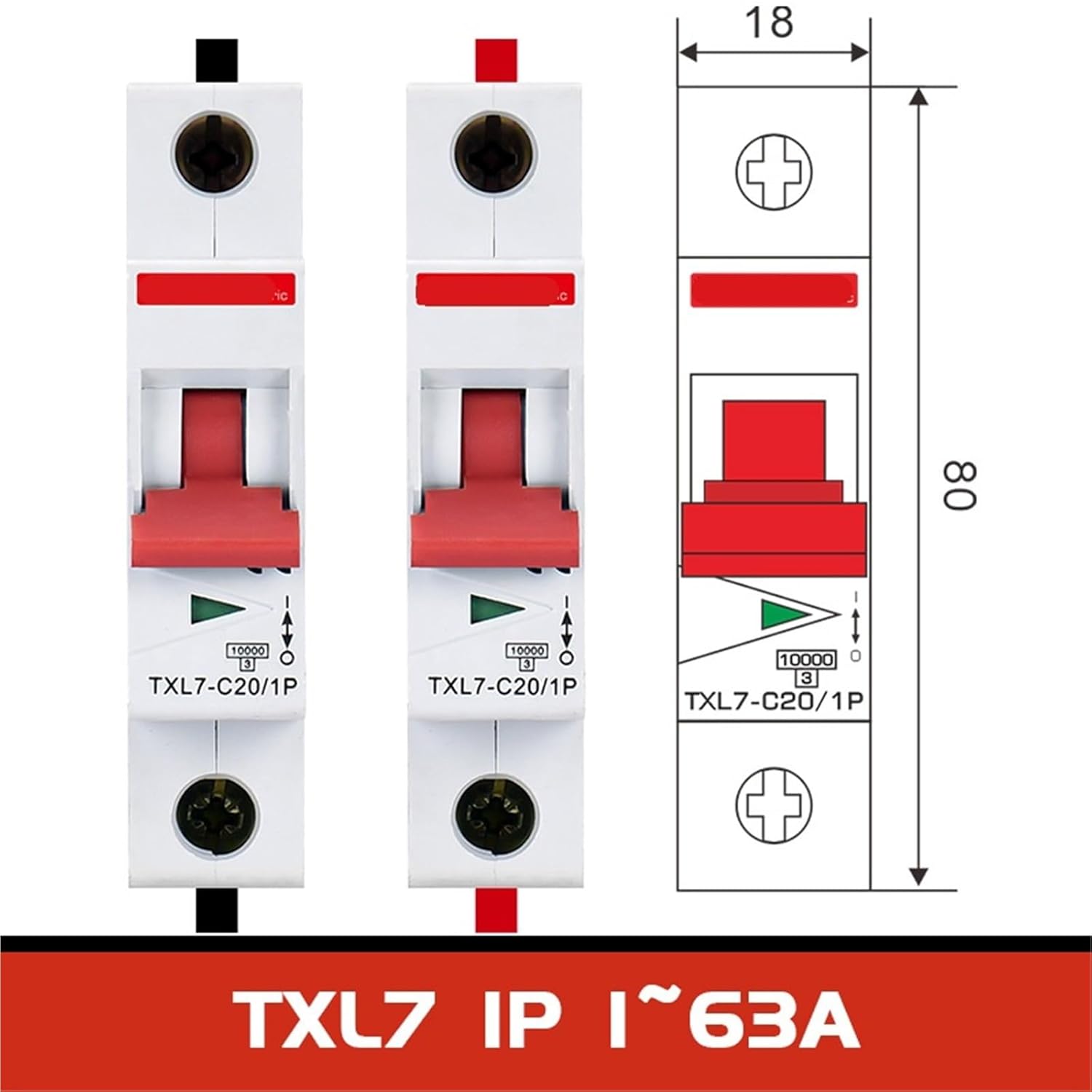 10KA MCB L7-63 Small Miniature Circuit Breakers 1P 2Pole 3P 4P DC 1Pcs(1 Pole,C32A)