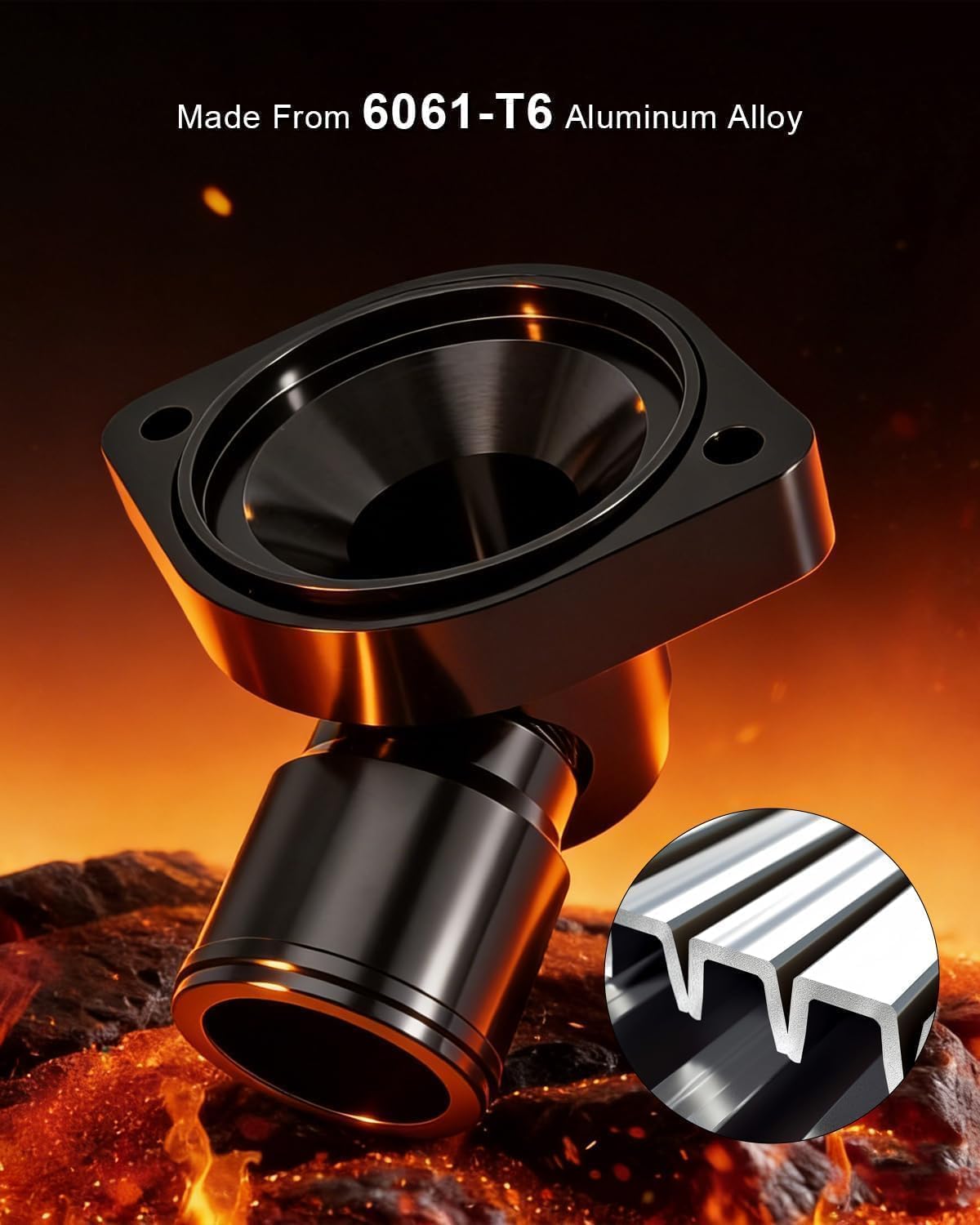 Billet Swivel Thermostat Housing Water Neck 90 1.5 Inch Compatible with GM LS LS1 LS2 LS3 LS7 LS9 LSA L76 L92 Engine, Black