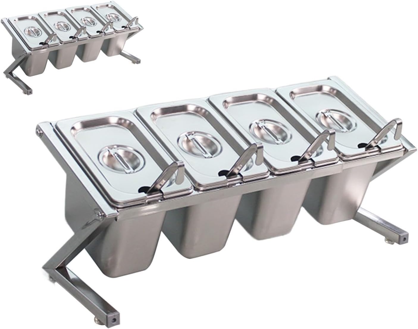 Ice Chilled Condiment Server Ice Chilled Serving Tray Taco with Lid Salad Bar Accessories Bar Caddy Coffee Shop Keeping Fresh, 47.5x18cm