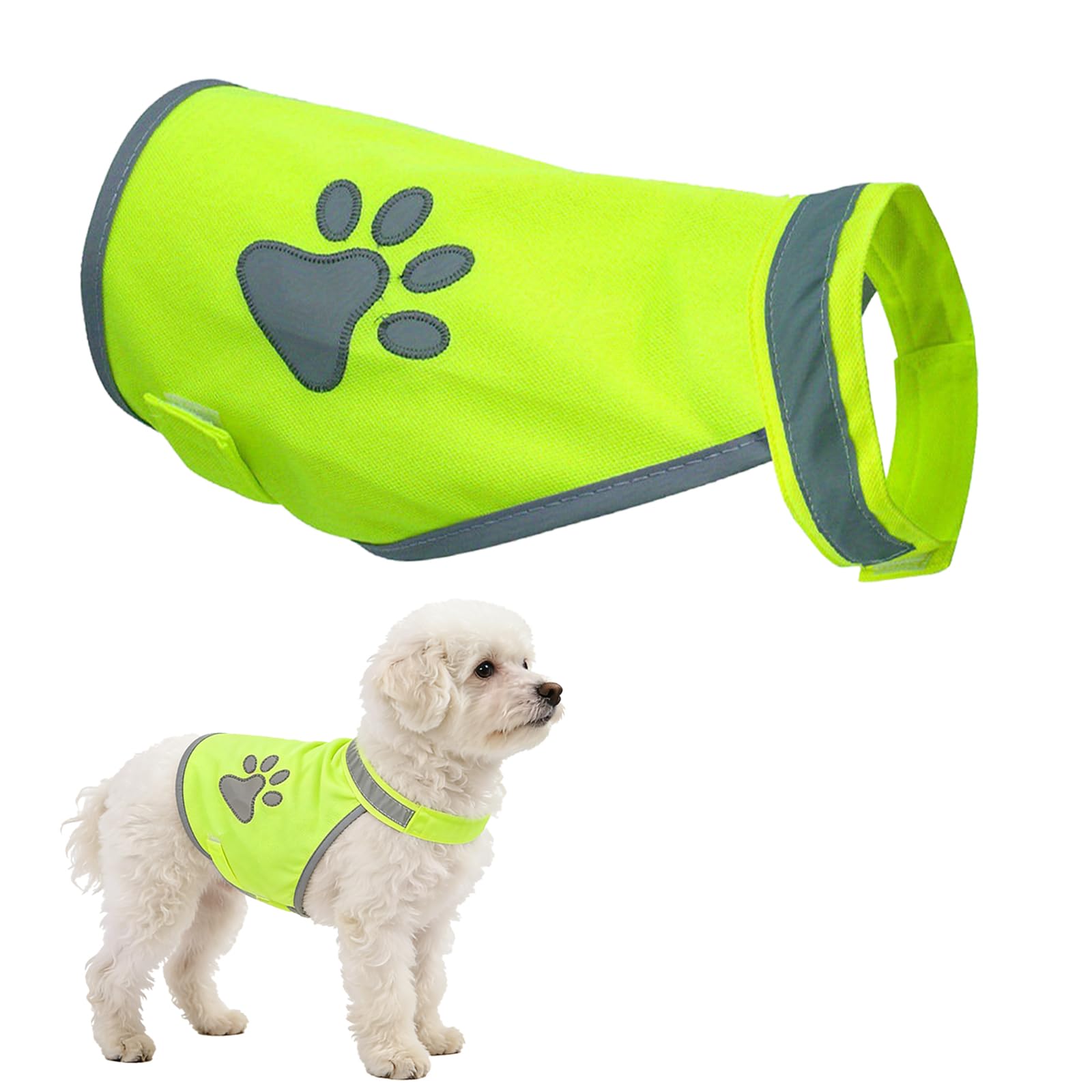 2 Pièces Gilet de Sécurité Réfléchissant pour Chien, Gilet Jaune Ajustable Chien, Haute Visibilité Veste Réfléchissant Vest de Sécurité Veste d'animal de Compagnie pour Jour et de Nuit (S)