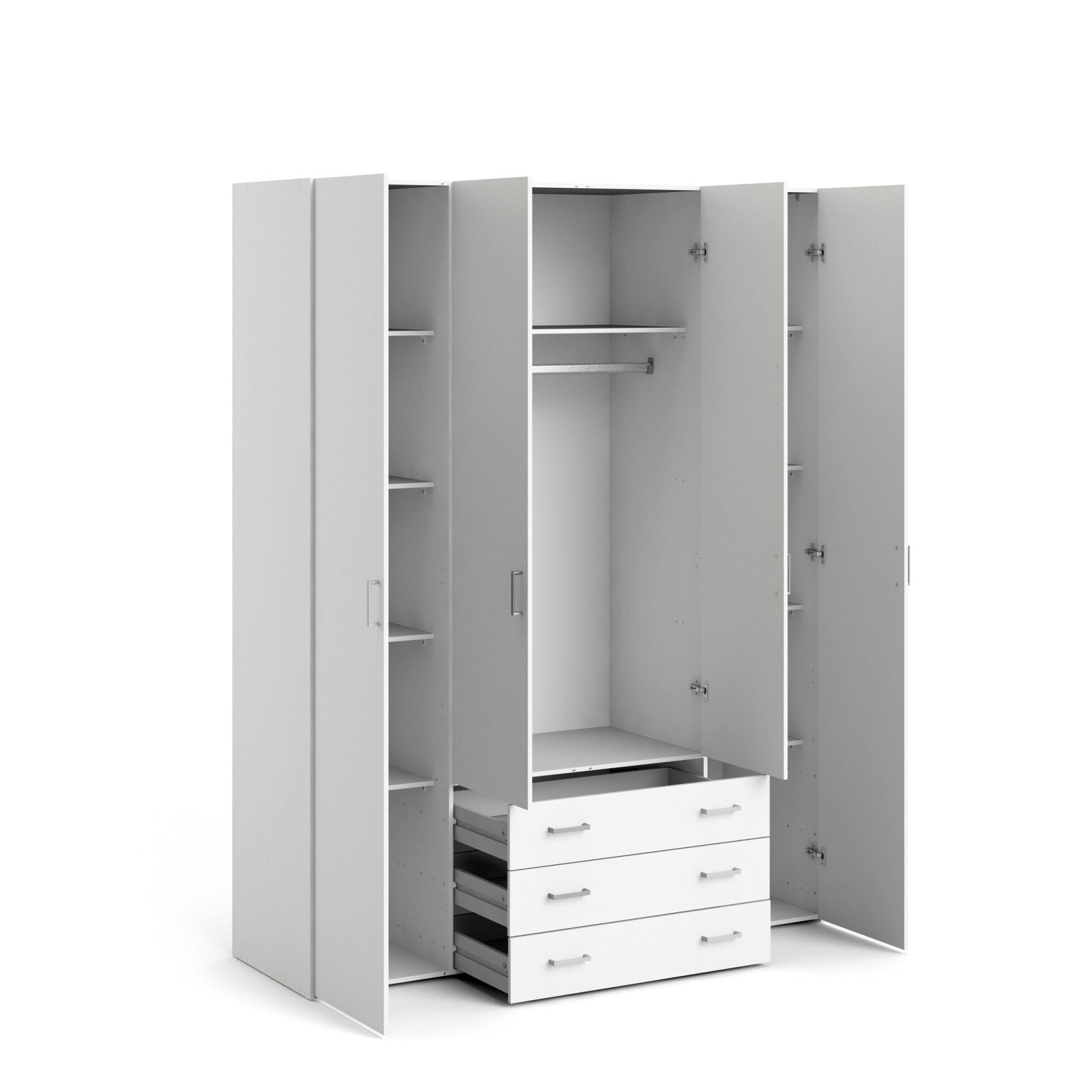 Dmora - Guardaroba grande Francine, Mobile camera da letto, Cabina armadio portabiti, Armadio appendiabiti, 154x50 h200 cm, Bianco