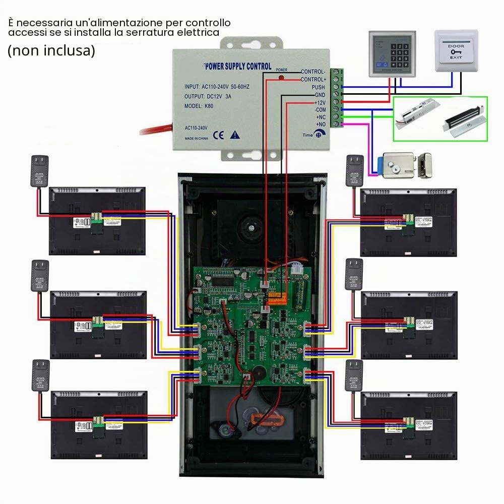 Kit videocitofonico 4.3 "a colori Videocitofono con telecamera di accesso RFID + 3 monitor da interno per 3 appartamenti/casa
