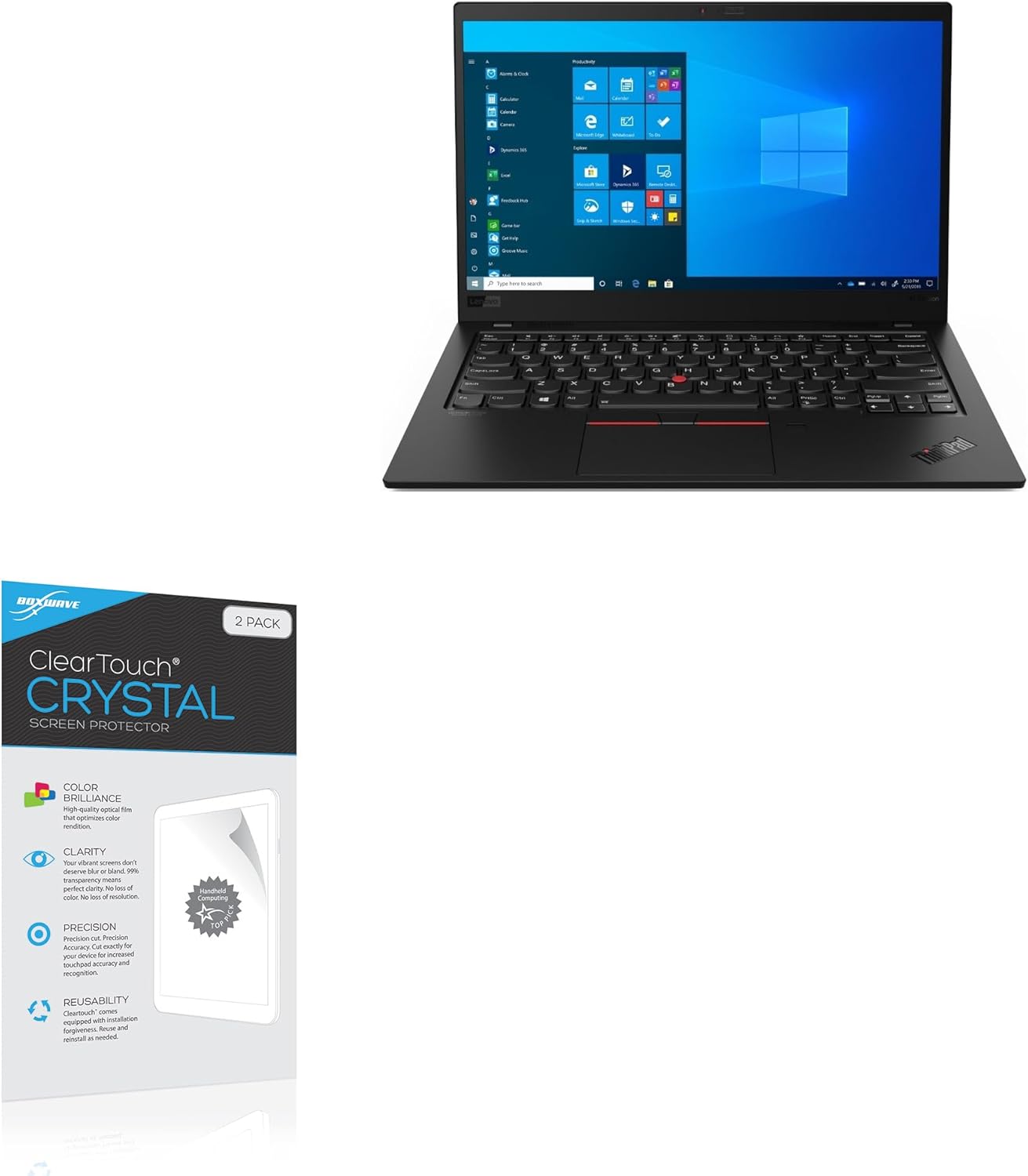 BoxWave Screen Protector Compatible with Lenovo ThinkPad X1 Carbon Gen 8 (14in) - ClearTouch Crystal (2-Pack), HD Film Skin - Shields from Scratches
