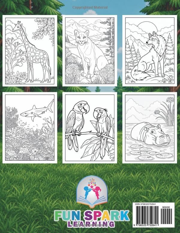 Wild Animals Coloring Book for Kids ages 8 to 12: Wildlife Coloring Book with 50 images of animals from around the world to spend hours creating, having fun, and learning about the wonders of nature. image 3