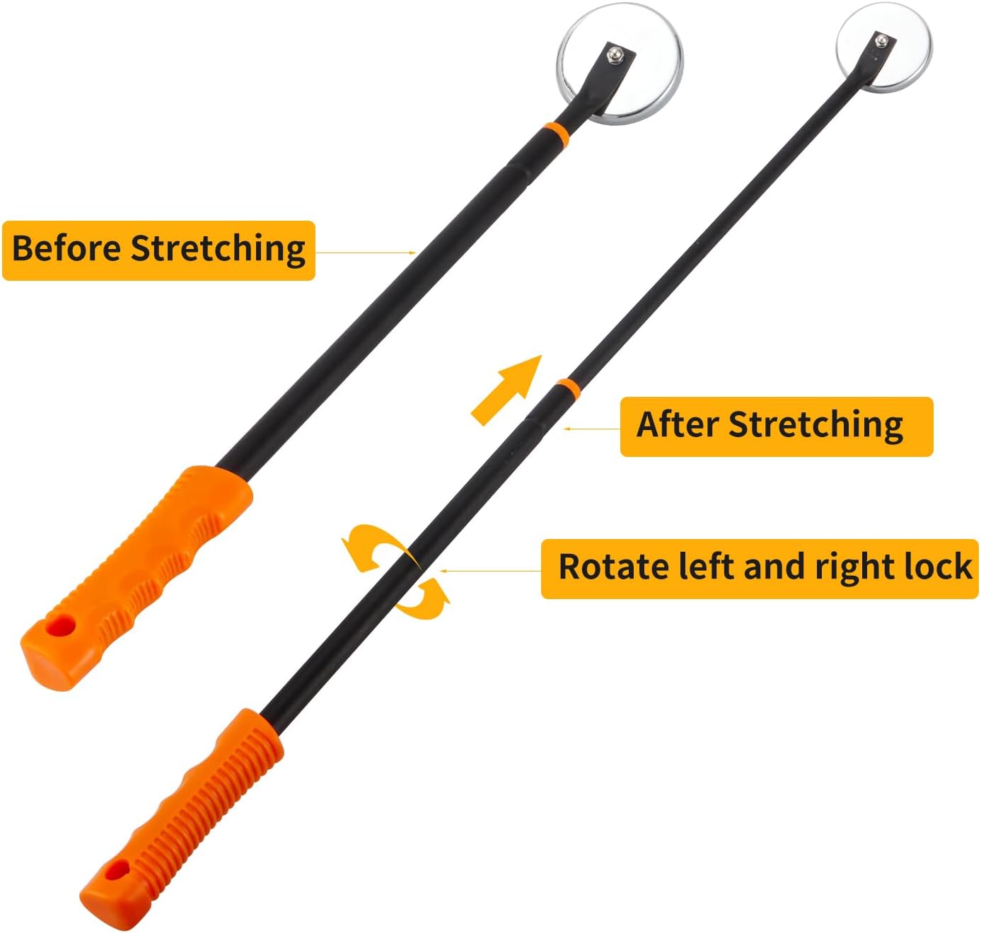 HARDK Heavy Duty Telescoping Pick up Tool Set of 3 - Magnetic Sweeper Tool 40" and Telescoping Flexible Magnet Stick Tool Useful for Hard-to-Reach, Mechanic, Home, Automotive. Gift for Men