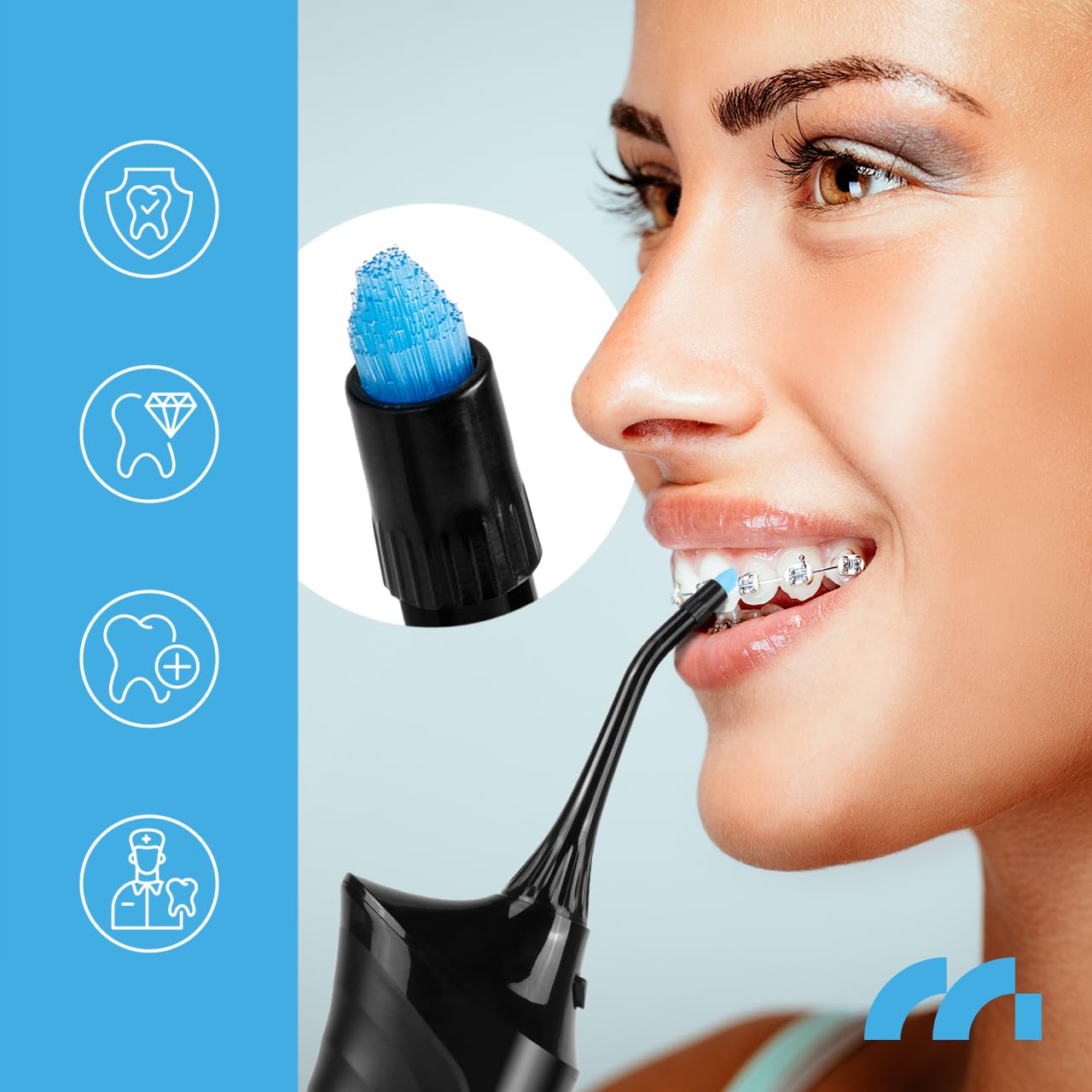 MalTec Irrigador dental eléctrico Toothie X60 150PSI batería 2600 mAh 4 modos de funcionamiento inalámbrico negro bolsa de viaje