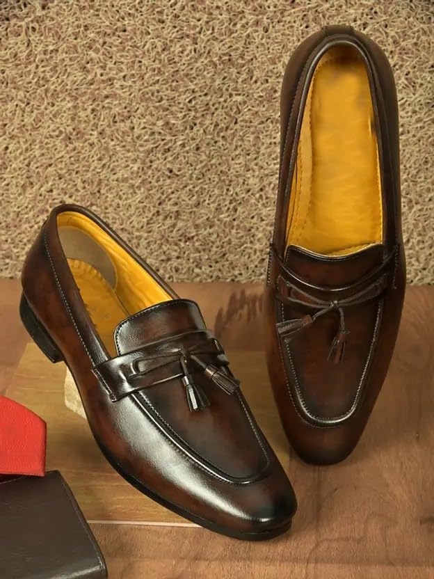 Image of Men's Stylish & Comfortable with Soft Cushioned Insole | Hand-Stitched Design for Trendy | Loafer for Men 7 Brown