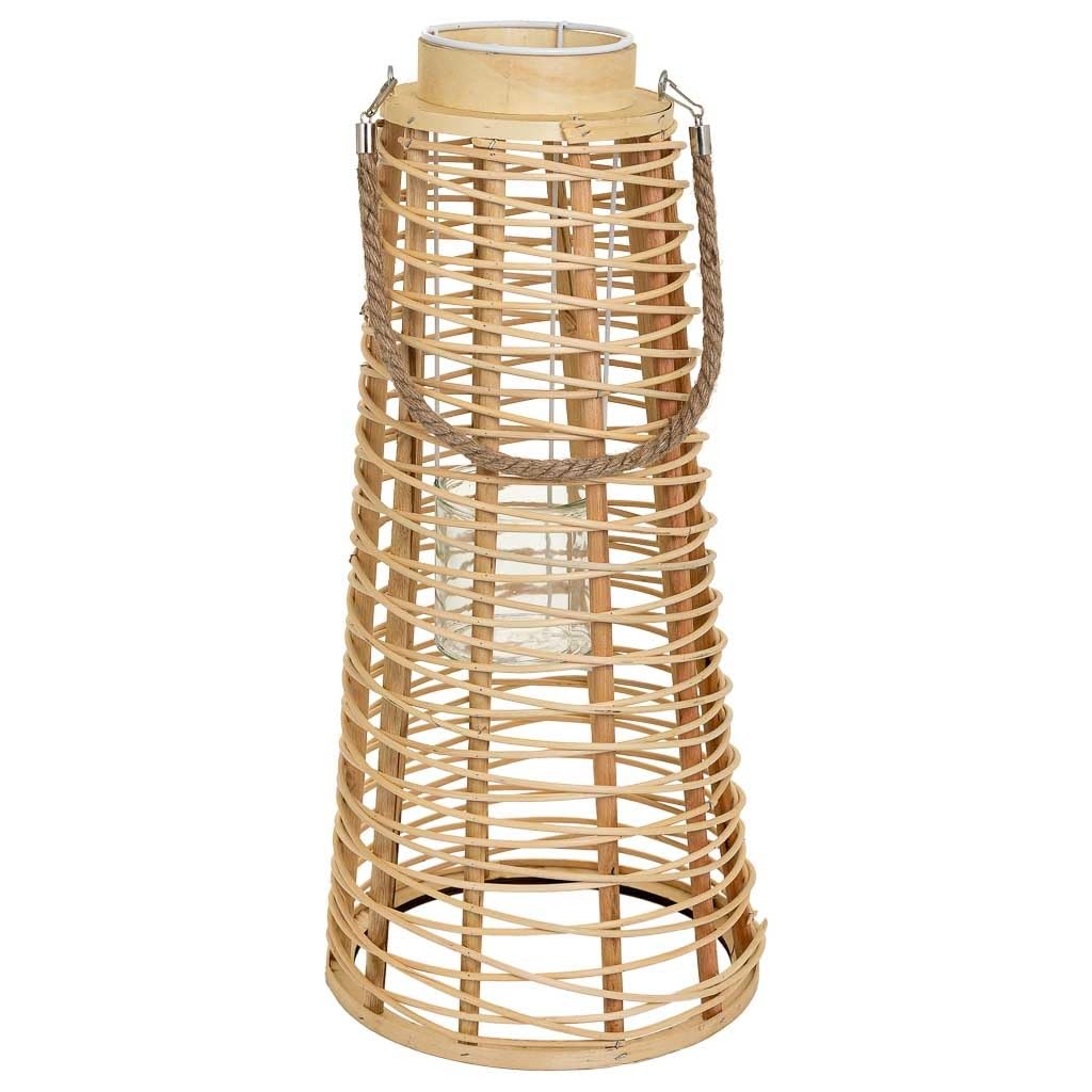 Farol portavelas de ratán marrón d26,5x56