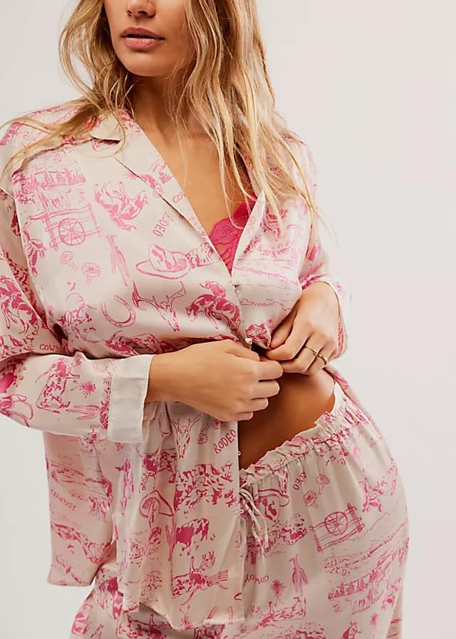 Image of LILTWIST Silk Satin Pajamas Set for Women 2 Piece Floral Pjs Wide Leg Lounge Pants Set Long Sleeve Button down Pj Shirts Set